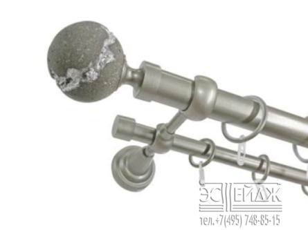 Карниз двухрядный БЕТОН СТОУН D28/19 мм, серебро матовое