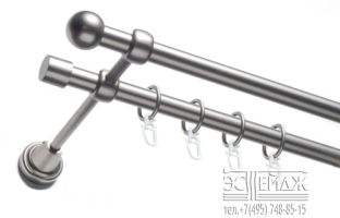 Карниз двухрядный "ИНТЕР" D16/16 мм, хром матовый