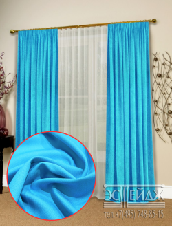 Комплект штор рогожка цв.голубой 350см х 270 см 