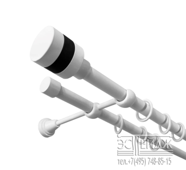Карниз двухрядный "СПЕКТР Цилиндр" D19/19 мм, белый