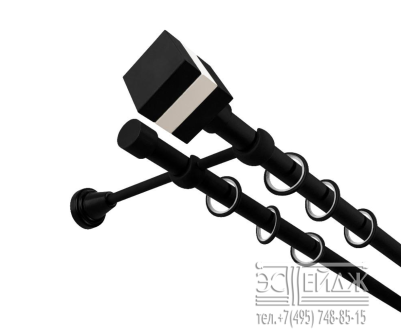 Карниз двухрядный "СПЕКТР Куб" D19/19 мм, черный