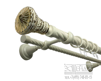 Карниз двухрядный "ФАРФОР Диана" D28/19 мм, золото на молочном глянце