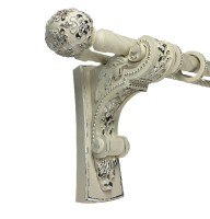 Карниз двухрядный "ФАРФОР Борей Дамаск" D36/19 мм, серебро на молочном глянце 