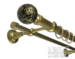 Карниз двухрядный АЖУР СТОУН D28/19 мм, золото 1