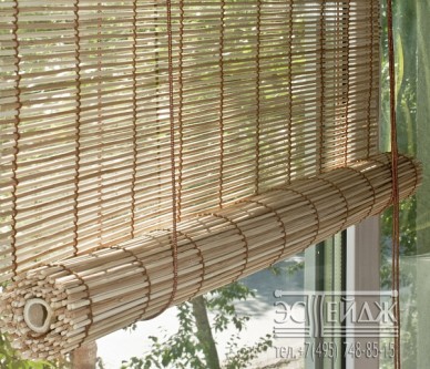 Рулонная штора бамбуковая цв. натуральный микс