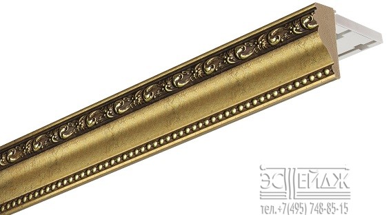 Карниз c багетной планкой "Пиано" (цв.античное золото)