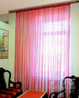 Веревочный тюль"Бабочки" (красн.)