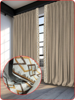 Комплект штор блэкаут, рогожка с бордюром цв.бежевый