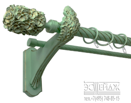 Карниз 2-х рядный металлический "ОЛИМПИЯ ИРИДА"  D28/19мм, зеленое золото