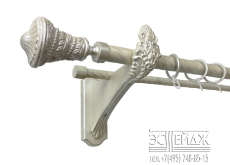 Карниз 2-х рядный металлический "ОЛИМПИЯ ДИАНА"  D28/19мм, перламутр