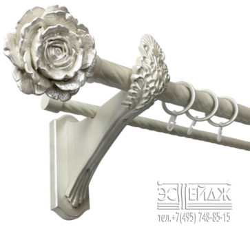 Карниз 2-х рядный металлический "ОЛИМПИЯ ГАРМОНИЯ"  D28/19мм, перламутр 