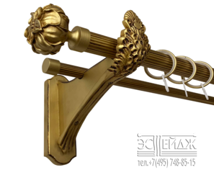 Карниз 2-х рядный металлический "ОЛИМПИЯ АФРОДИТА"  D28/19мм, золото