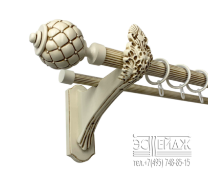 Карниз 2-х рядный металлический "ОЛИМПИЯ АНТЕЙ"  D28/19мм, слоновая кость