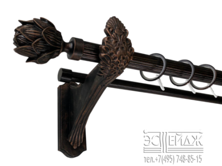 Карниз 2-х рядный металлический "ОЛИМПИЯ АДОНИС"  D28/19мм, черная медь
